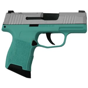 Sig Sauer P365 Silver Slide Robin's Egg Blue Frame 9mm 3.1 inch barrel X-RAY 3 sights