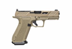 Shadow Systems XR920 Elite 9mm FDE pistol with 4-inch spiral-fluted barrel