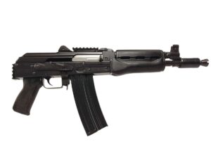 Zastava ZPAP85 ZP85556PA 5.56 NATO AK-style pistol right-side profile with dark walnut handguard