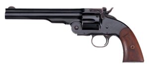 Taylors and Company Schofield .38 Special 7 inch blued revolver with walnut grips