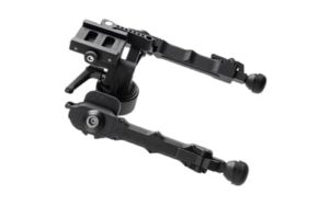 Accu-Tac FC-4 G2 Arca Spec F-Class bipod in black mounted on Arca-style rail