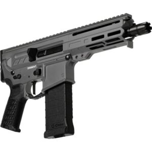 CMMG DISSENT MK4 5.7x28mm 6.5 inch barrel tungsten finish angled view