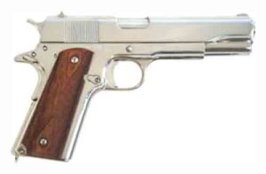 Cimarron 1911A1 .45 ACP 5-inch polished nickel pistol with walnut grips