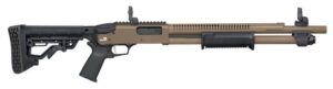 Mossberg 590R 12 gauge 18.5 inch FDE Cerakote with MBUS 3 sights and adjustable stock
