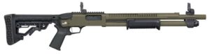 Mossberg 590R 12 Gauge 18.5in OD Green Cerakote with adjustable stock and Magpul MBUS 3 sights