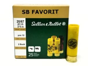 Sellier & Bellot 20 Gauge Ammunition SB20BSA 2-5/8" 2 Buck 12 Pellets 25 Rounds