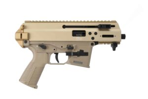 B&T APC9K PRO 9mm Coyote Tan semi-auto pistol angled view