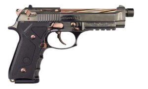 Girsan Regard MC X 9mm pistol with 4.9 inch threaded rose gold barrel