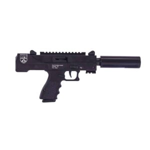 Masterpiece Arms MPA Defender 9mm handgun with 4.5-inch threaded barrel in black Cerakote