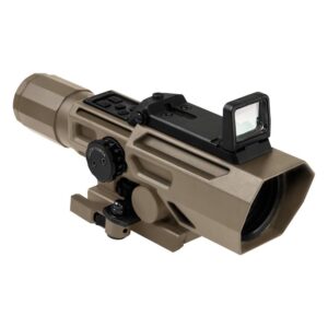 NCStar VSM ADO 3-9x42mm P4 dual optic scope with integrated fold-down red dot in tan