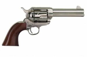 Cimarron Pistolero .22 LR nickel finish revolver with 4.75 inch barrel and walnut grips