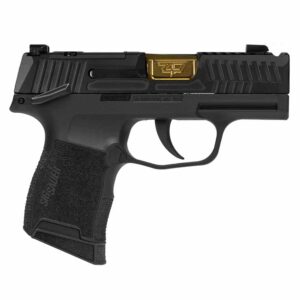 Sig Sauer P365 Outlander Black 9mm handgun with 3.1 inch gold barrel and X-RAY3 sights