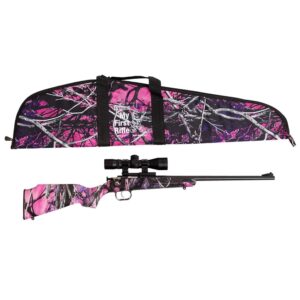 Keystone Crickett 22LR Muddy Girl blued single-shot rifle with included scope and case