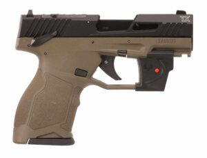 Taurus TX22C .22 LR pistol in black and OD with 3.5-inch threaded barrel and Viridian laser