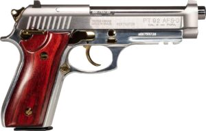 Taurus PT92 9mm pistol 5-inch barrel with wood grips and gold accents