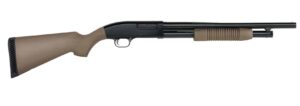 Maverick 88 Security 12 gauge shotgun with 18.5 inch blued barrel and Flat Dark Earth synthetic stock