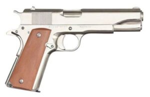 Rock Island 51814 GI Standard 1911 .38 Super 5 in polished nickel with wood grips