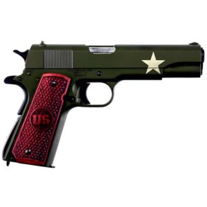 Auto-Ordnance AO 1911A1 Tanker .45 ACP pistol with OD Green Cerakote and checkered wood grips