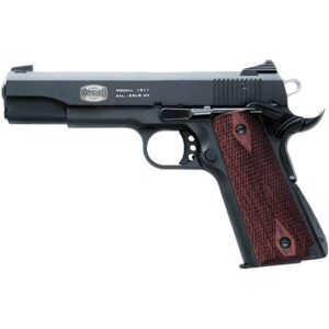 Mauser Rimfire 1911 .22 LR 5 in with walnut grips and black serrated slide