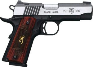 Browning 1911-380 Black Label Medallion Pro .380 ACP 3.62-inch bi-tone pistol with rosewood grips