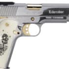 Girsan MC1911 Liberador polished chrome 9mm 5 inch with gold controls and Sugar Skull grips