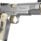 Girsan MC1911 Liberador polished chrome 9mm 5 inch with gold controls and Sugar Skull grips