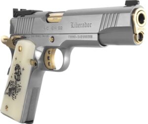 Girsan MC1911 Liberador polished chrome 9mm 5 inch with gold controls and Sugar Skull grips