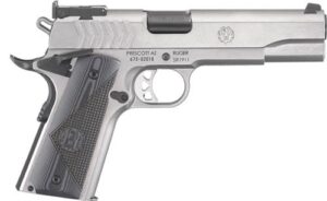 Ruger SR1911 Target 9mm 5 inch stainless pistol with deluxe checkered G-10 grips