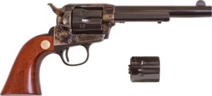 Cimarron Model P Jr 5.5in blued single-action revolver with walnut grip and case-colored frame, .32 H&R / .32-20 dual cylinde
