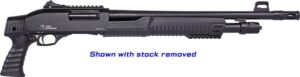 Iver Johnson pump-action 12 gauge shotgun with 18-inch barrel and black synthetic pistol-grip stock