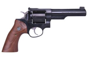 Ruger GP100 .44 S&W Special 5-inch blued half-lug revolver with wood grips
