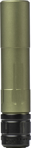 Aero Precision Tephra-22 rimfire suppressor, side profile, ODG/black finish