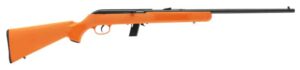 Savage 64F .22 LR rifle with blued 21-inch barrel and orange synthetic stock