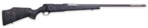 Weatherby Mark V Accumark bolt-action rifle 340 Wby Mag with 26 inch fluted barrel and black synthetic stock