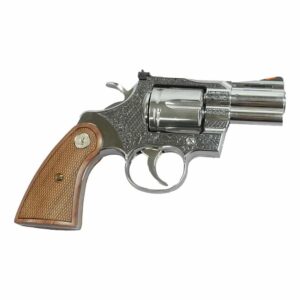 Colt Python .357 Mag revolver with 2.5 inch barrel and historic wood medallion grips