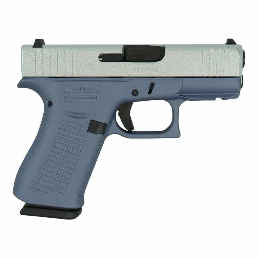 Glock 43X crushed silver glitter slide orchid purple frame 9mm 3.41 in barrel