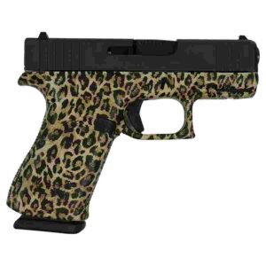 Glock 43X handgun with hydro-dipped leopard print frame, 9mm, two 10-round magazines