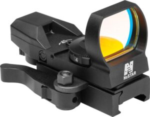 NCSTAR D4RGBQ red and green reflex sight, black anodized, four reticles