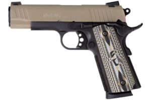 Taurus 1911 Commander .45 ACP sand Cerakote slide with VZ grips and Novak adjustable sights