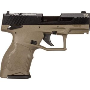 Taurus TX22 Compact .22 LR pistol in OD Green and Black, optic ready, includes two 10-round magazines