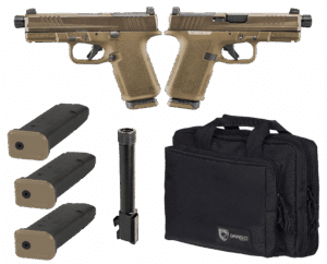 RUGER RXM Tactical Bundle 9mm pistol 4 inch threaded barrel two-tone FDE with range bag and mags