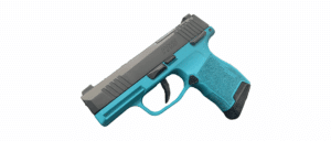 SIG Sauer P365 Aztec Teal Blue 9mm optic-ready pistol with two 10-round magazines