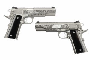 Springfield Armory 1911 Garrison .45 ACP stainless 5in barrel engraved with ebony grips