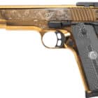 EAA Girsan MC1911 Match Lux .45 ACP 5-inch gold engraved pistol with black G10 grips