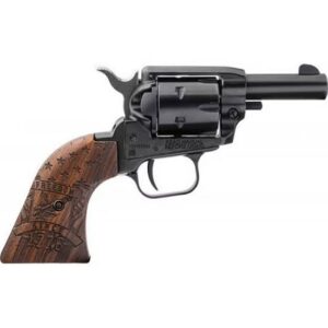 Heritage Arms HTG Barkeep Freedom .22 LR revolver with 2.68 threaded barrel, blued finish and engraved wood grips