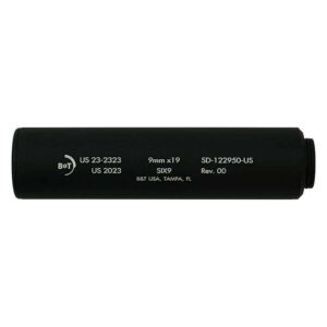 B&T Six9 Wipe Suppressor 9mm Luger black front view