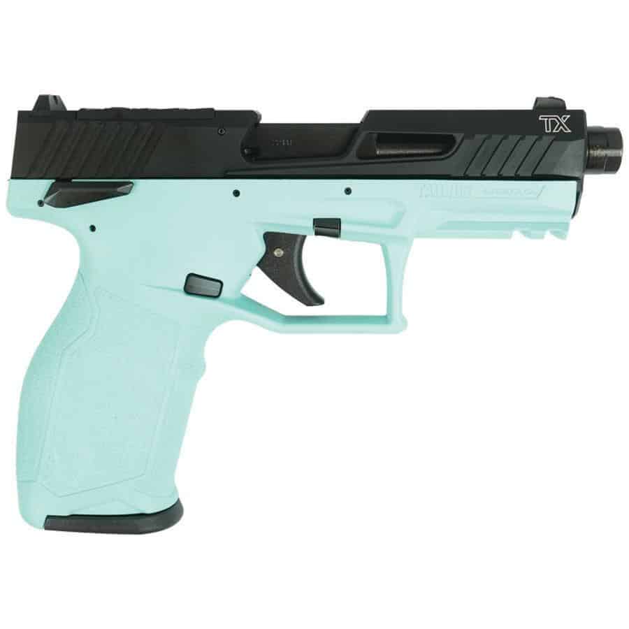 Taurus TX22 Gen 2 .22 LR pistol cyan frame black slide threaded barrel two magazines