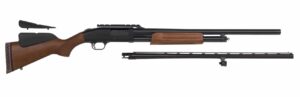 Mossberg 500 Combo 12 Gauge with 28in vent-rib and 24in rifled slug barrels, blued finish and hardwood stock
