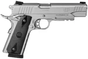 Taurus 1911 .45 ACP 5-inch stainless pistol with Picatinny rail and black checkered grips