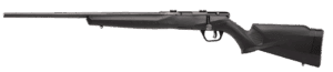 Savage B17 F left-hand bolt-action rifle with matte black synthetic stock and drilled and tapped receiver